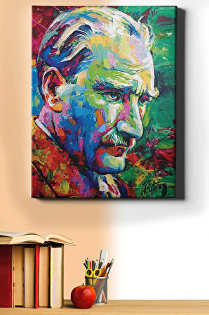 Sayılarla Boyama Seti Kasnaklı Atatürk Renkli Kanvas 60 X 75 Cm
