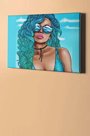 Sayılarla Boyama Seti Kasnaklı Mavi Saçlı Kadın 60 X 75 Cm