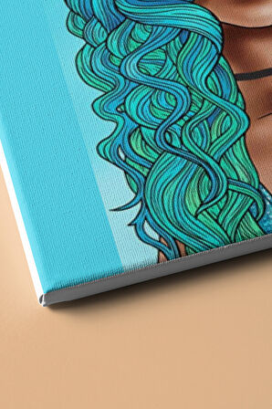 Sayılarla Boyama Seti Kasnaklı Mavi Saçlı Kadın 60 X 75 Cm