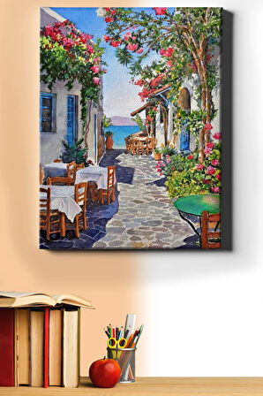 Sayılarla Boyama Seti Kasnaklı Çiçekli Sokak Manzarası 60 X 75 Cm