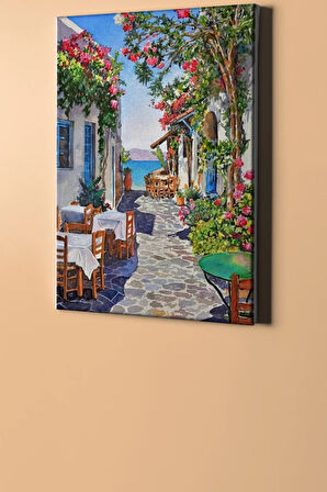 Sayılarla Boyama Seti Kasnaklı Çiçekli Sokak Manzarası 60 X 75 Cm