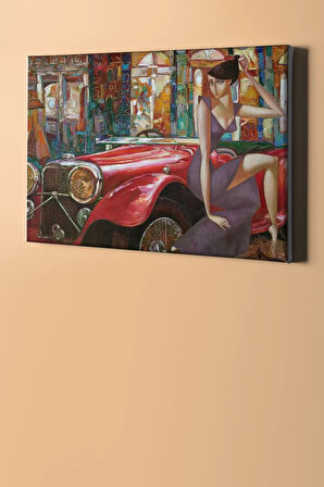 Sayılarla Boyama Seti Kasnaklı Kırmızı Arabal Ve Kadın 60 X 75 Cm