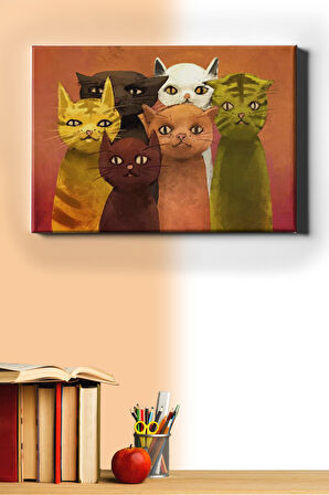 Sayılarla Boyama Seti Kasnaklı Poz Veren Kediler 40 X 50 Cm