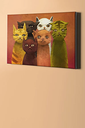 Sayılarla Boyama Seti Kasnaklı Poz Veren Kediler 40 X 50 Cm