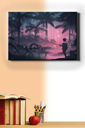 Sayılarla Boyama Seti Kasnaklı Ormanda Balık Tutan Adam 60 X 75 Cm