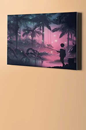 Sayılarla Boyama Seti Kasnaklı Ormanda Balık Tutan Adam 60 X 75 Cm