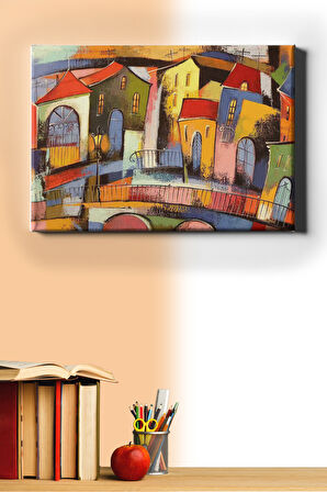 Sayılarla Boyama Seti Kasnaklı Eski Şehirde Renkli Evler 40 X 50 Cm