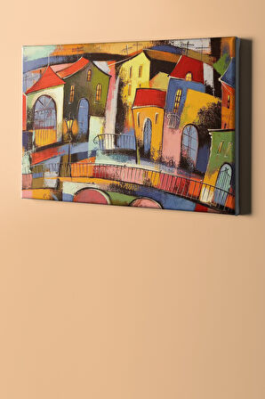 Sayılarla Boyama Seti Kasnaklı Eski Şehirde Renkli Evler 40 X 50 Cm