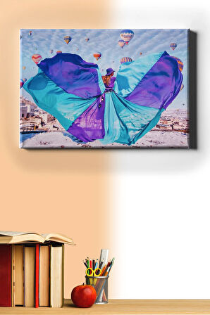 Sayılarla Boyama Seti Kasnaklı Uçan Balonlar Ve Kadın 60 X 75 Cm