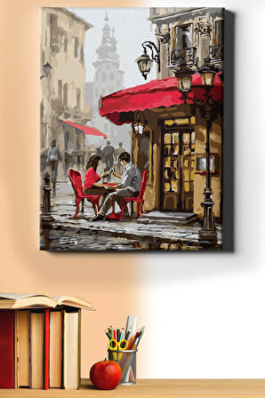 Sayılarla Boyama Seti Kasnaklı Cafede Buluşma 40 X 50 Cm