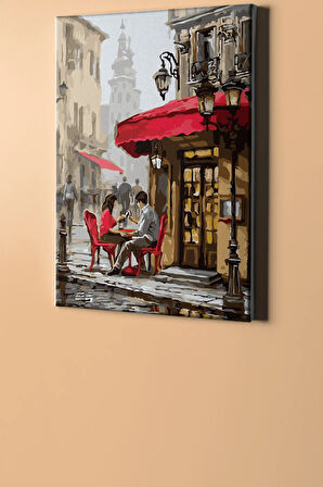 Sayılarla Boyama Seti Kasnaklı Cafede Buluşma 40 X 50 Cm