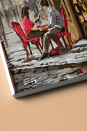 Sayılarla Boyama Seti Kasnaklı Cafede Buluşma 60 X 75 Cm