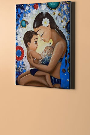 Sayılarla Boyama Seti Kasnaklı Anne Veçocukları 60 X 75 Cm