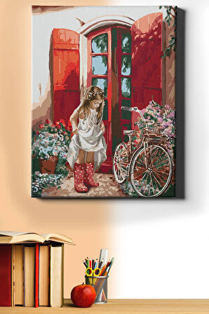 Sayılarla Boyama Seti Kasnaklı Bisikletli Kız 40 X 50 Cm