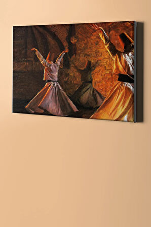 Sayılarla Boyama Seti Kasnaklı Üç Semazen 40 X 50 Cm