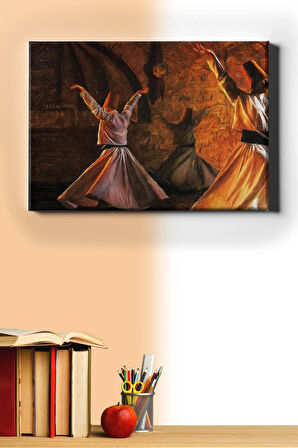 Sayılarla Boyama Seti Kasnaklı Üç Semazen 60 X 75 Cm