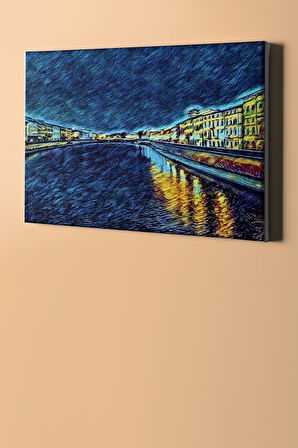 Sayılarla Boyama Seti Kasnaklı Mavi Gece Ve Nehir 40 X 50 Cm