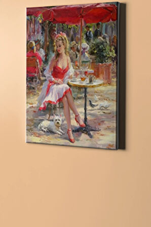 Sayılarla Boyama Seti Kasnaklı Cafede Bekleyiş 60 X 75 Cm