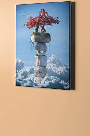 Sayılarla Boyama Seti Kasnaklı Taşların Üstünde Ev 40 X 50 Cm