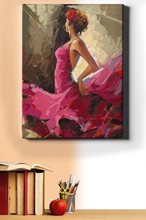 Sayılarla Boyama Seti Kasnaklı Pembe Elbiseli Kadın 60 X 75 Cm