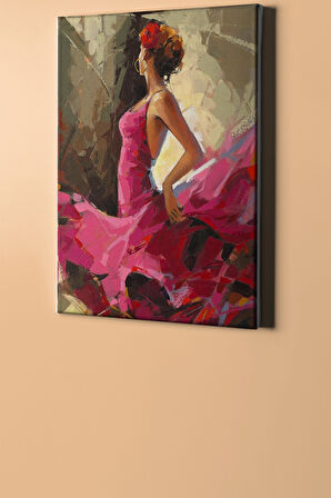 Sayılarla Boyama Seti Kasnaklı Pembe Elbiseli Kadın 60 X 75 Cm