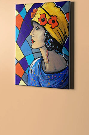 Sayılarla Boyama Seti Kasnaklı Sarı Şapkalı Kadın 40 X 50 Cm
