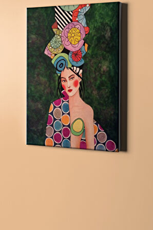 Sayılarla Boyama Seti Kasnaklı Rengarenk Elbiseli Kadın 50 X 65 Cm