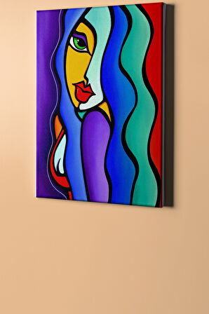 Sayılarla Boyama Seti Kasnaklı Mavi Saçlı Kız 60 X 75 Cm