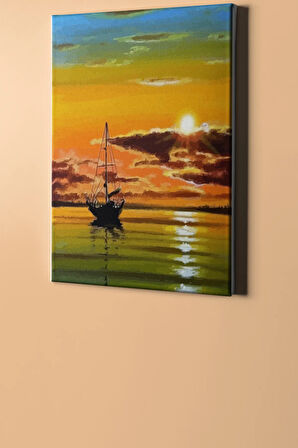 Sayılarla Boyama Seti Kasnaklı Okyanusta Gün Batımı 40 X 50 Cm