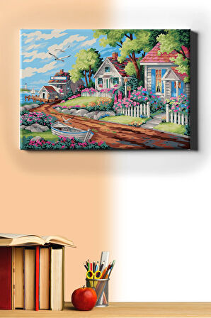 Sayılarla Boyama Seti Kasnaklı Sakin Kasaba 40 X 50 Cm