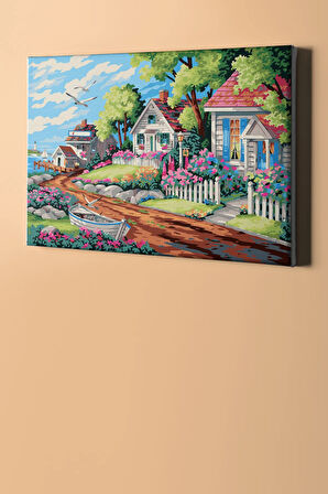 Sayılarla Boyama Seti Kasnaklı Sakin Kasaba 40 X 50 Cm