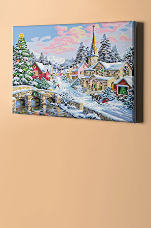Sayılarla Boyama Seti Kasnaklı Kasabada Kış Keyfi 60 X 75 Cm