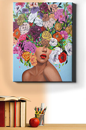 Sayılarla Boyama Seti Kasnaklı Çiçek Saçlı Kadın 40 X 50 Cm