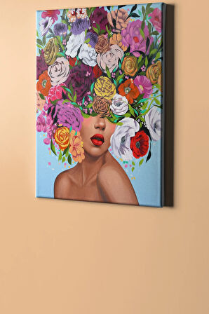 Sayılarla Boyama Seti Kasnaklı Çiçek Saçlı Kadın 40 X 50 Cm