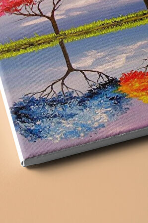 Sayılarla Boyama Seti Kasnaklı Ağaçlar Ve Yansıma 60 X 75 Cm