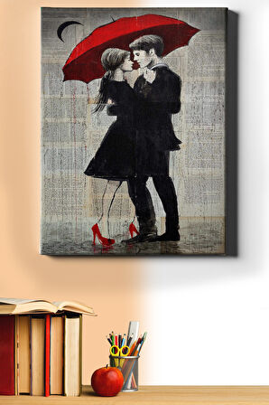 Sayılarla Boyama Seti Kasnaklı Aşk Ve Kırmızı Şemsiye 3 40 X 50 Cm
