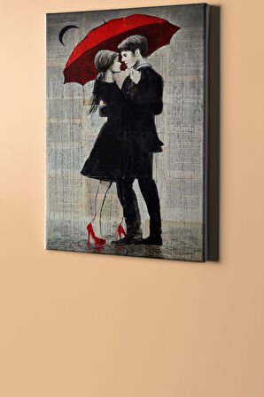 Sayılarla Boyama Seti Kasnaklı Aşk Ve Kırmızı Şemsiye 3 60 X 75 Cm