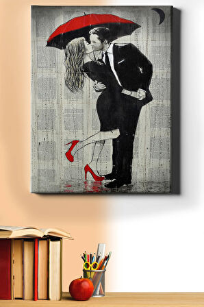 Sayılarla Boyama Seti Kasnaklı Aşk Ve Kırmızı Şemsiye 4 60 X 75 Cm