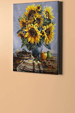 Sayılarla Boyama Seti Kasnaklı Vazoda Ayçiçekleri 60 X 75 Cm