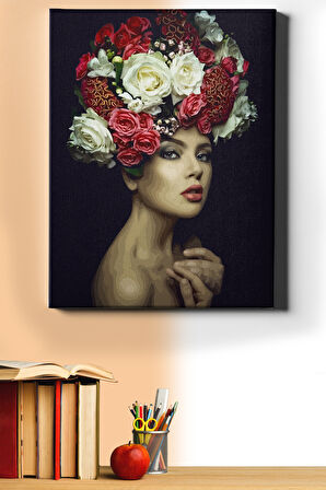 Sayılarla Boyama Seti Kasnaklı Çiçek Saçlı Kadın 4 40 X 50 Cm