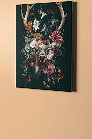 Sayılarla Boyama Seti Kasnaklı Geyik Ve Çiçekler 40 X 50 Cm