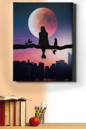Sayılarla Boyama Seti Kasnaklı Kediyle Dolunayda Sohbet 50 X 65 Cm
