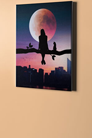 Sayılarla Boyama Seti Kasnaklı Kediyle Dolunayda Sohbet 60 X 75 Cm