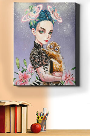 Sayılarla Boyama Seti Kasnaklı Kız Ve Kedi 40 X 50 Cm