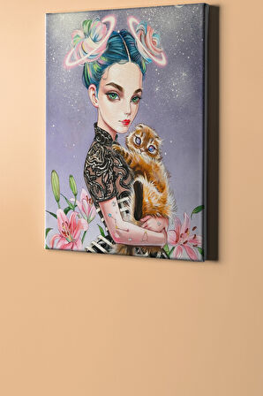 Sayılarla Boyama Seti Kasnaklı Kız Ve Kedi 40 X 50 Cm