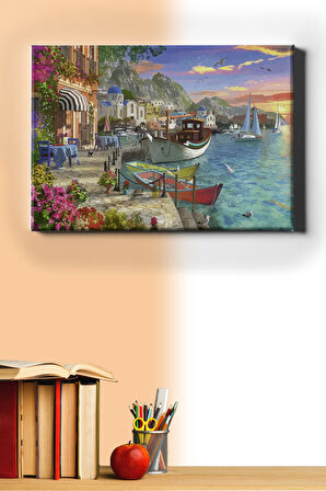Sayılarla Boyama Seti Kasnaklı Yunanda Bir Köy 60 X 75 Cm