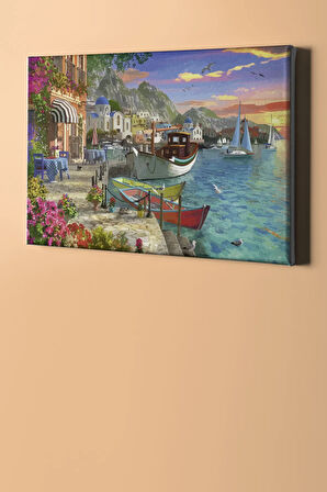 Sayılarla Boyama Seti Kasnaklı Yunanda Bir Köy 60 X 75 Cm