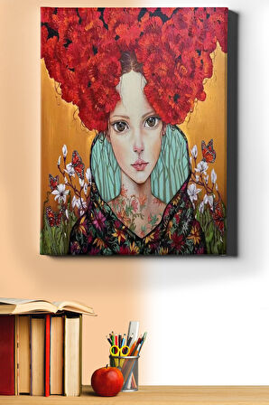 Sayılarla Boyama Seti Kasnaklı Kırmızı Kız 60 X 75 Cm