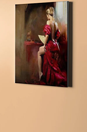 Sayılarla Boyama Seti Kasnaklı Kırmızılı Kadın 40 X 50 Cm