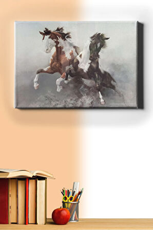 Sayılarla Boyama Seti Kasnaklı Şahlanan Atlar 60 X 75 Cm